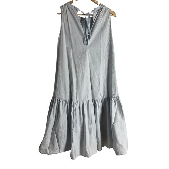 Hatch Blue Drop Waist Poplin Sleeveless Maternity Midi Dress Size Medium - Picture 7 of 9